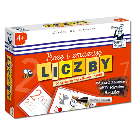 Liczby. Piszę i zmazuję 4+ (Książka +  karty + flamaster)