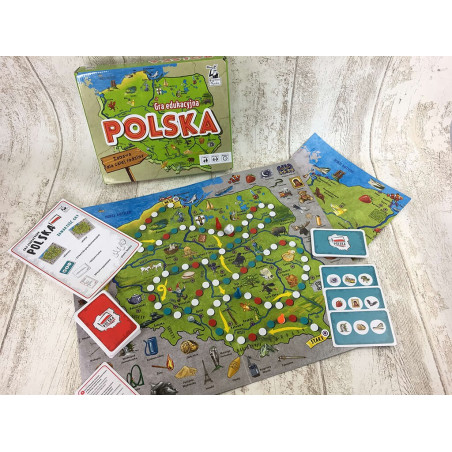 Kapitan Nauka. Gra edukacyjna Polska 5+ (plansza, plakat, karty, pionki i kostka)