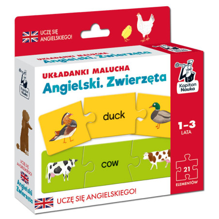 Angielski. Zwierzęta. Układanki malucha