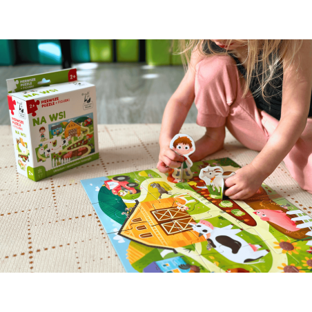 Pierwsze puzzle + figurki. Na wsi
