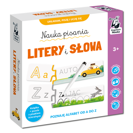 Nauka pisania. Litery i słowa. Książka + puzzle do pisania