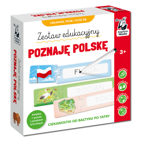Zestaw edukacyjny. Poznaję Polskę. Książka + puzzle do pisania